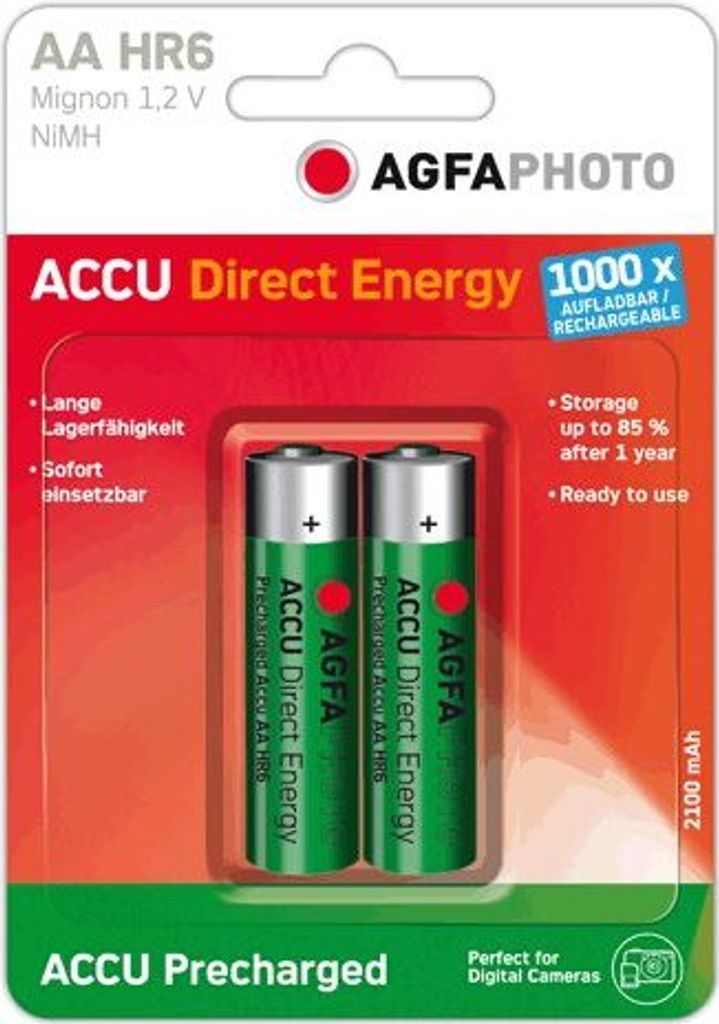 AgfaPhoto Direct Energy - Batterie 2 x AA-Typ - NiMH - (wiederaufladbar) - 2100 mAh