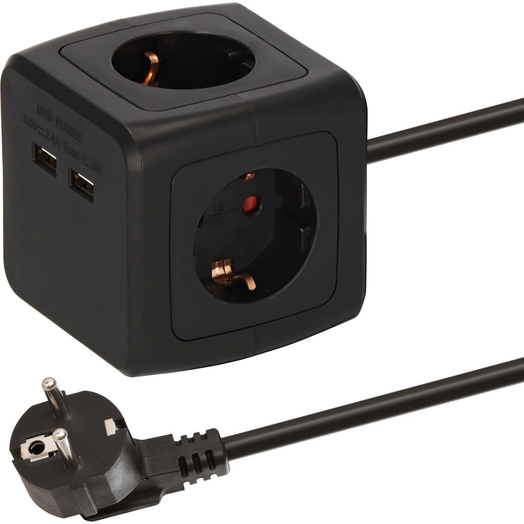 BAT Steckdosenwürfel 4-fach mit 2x USB (Mehrfachsteckdose Produktbild 