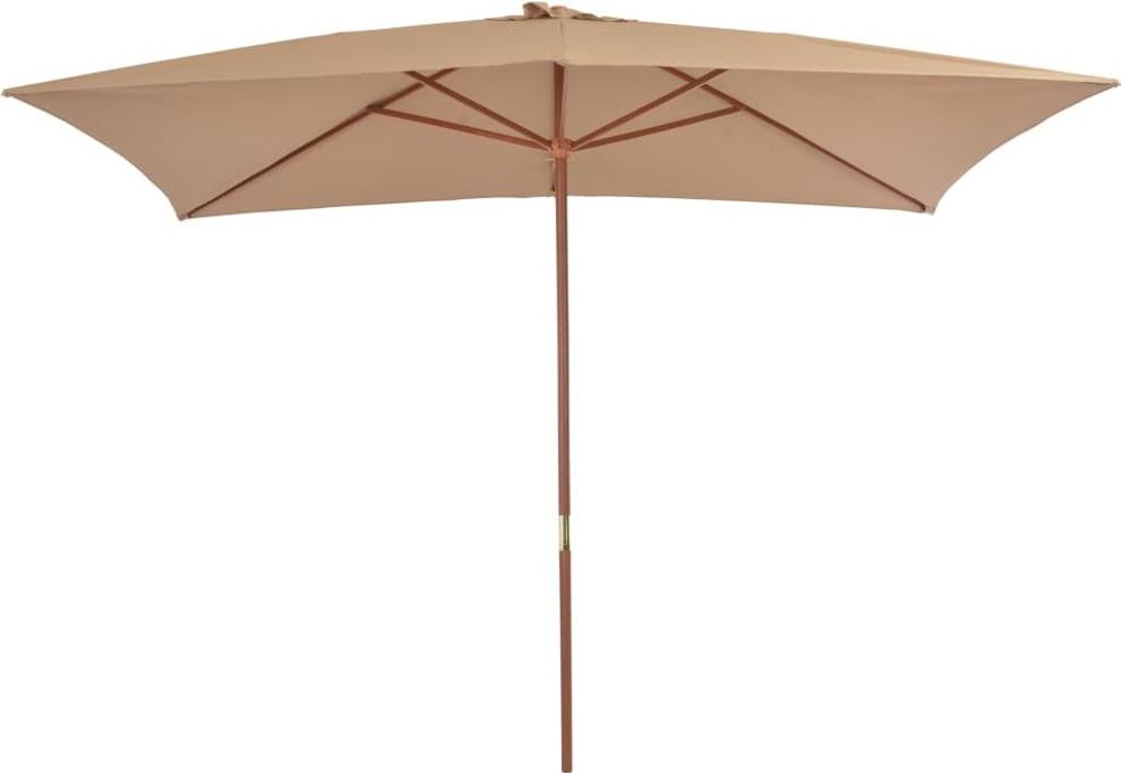 vidaXL Sonnenschirm mit Holz-Mast 200x300 cm Taupe