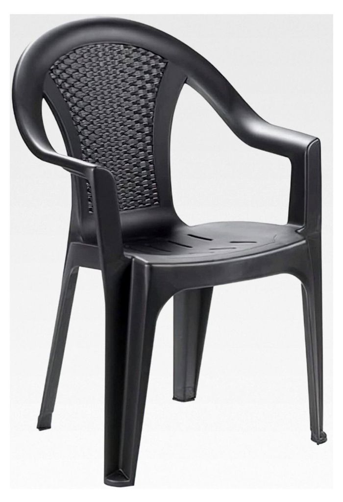 Stapelbarer Monoblock-Stuhl mit Rattan-Effekt, Italy, 54 x 56 x 81 cm, Farbe anthrazit