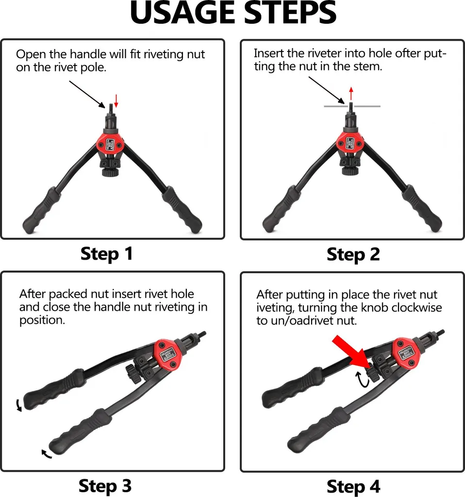 Outil de rivetage professionnel BT-605 et inserts filetés M3-M10