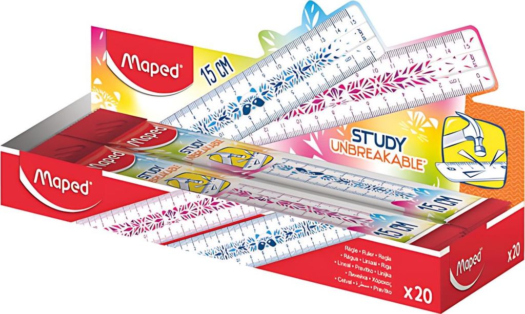 Lineal Study Fancy 15cm 2fach sortiert, 100 % stoßfest, Produktbild 