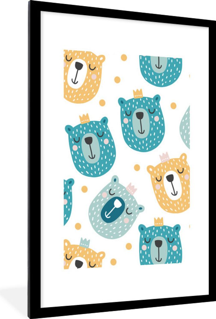 MuchoWow MuchoWow Gerahmtes Poster Bär - Design - Kind - Jungen - Mädchen - Baby 60x90 cm - Poster mit zchwarzem Bilderrahmen - Dekoration - ...