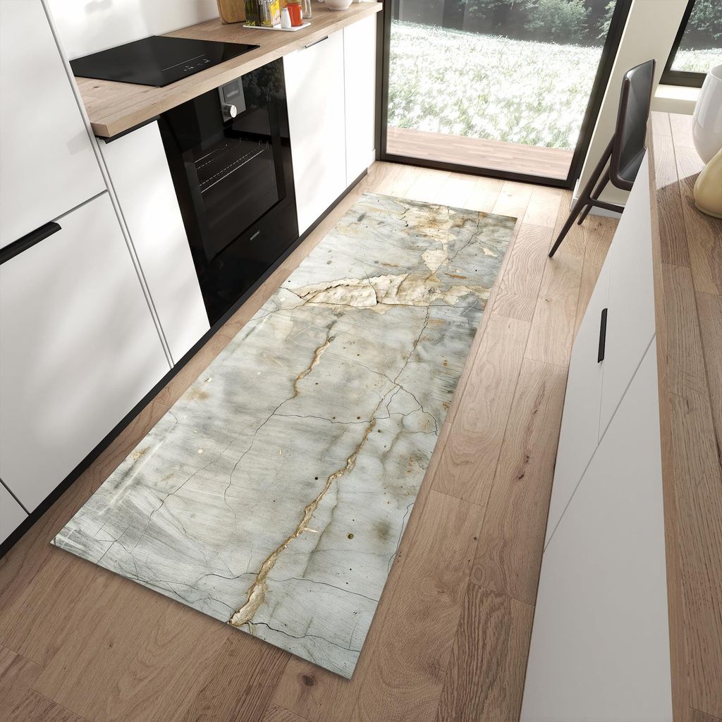 Küchenteppich 90x240cm rutschfest & abwischbar PVC Läufer - Oberfläche von Rissige