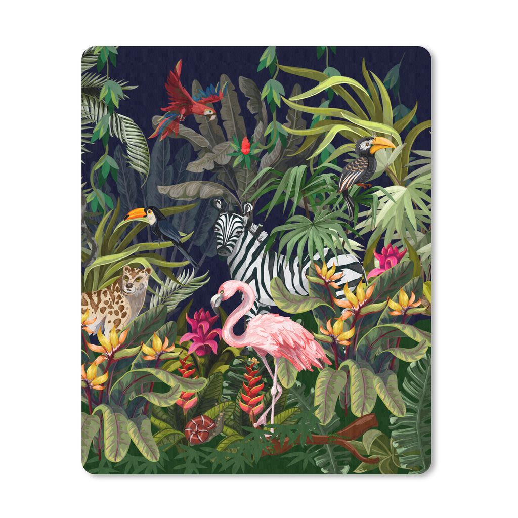 MuchoWow Mauspad Mousepad Dschungeltiere - Natur - Jungen - Mädchen - Flamingo - Zebra 30x40 cm - Mousepads - Maus Mat - Pad - Mausunterlage - M...