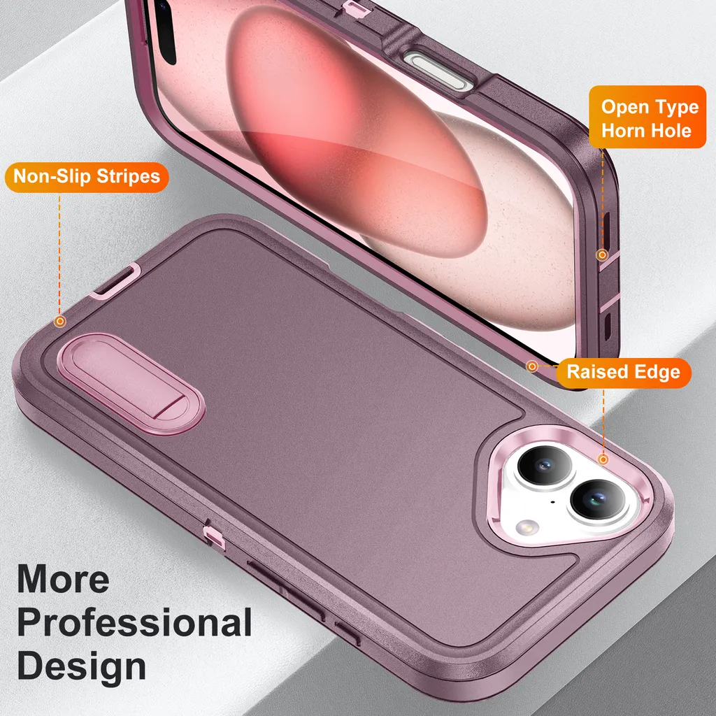 Cover Rugged iPhone 16 Viola: Test Caduta e Supporto Kickstand - 4