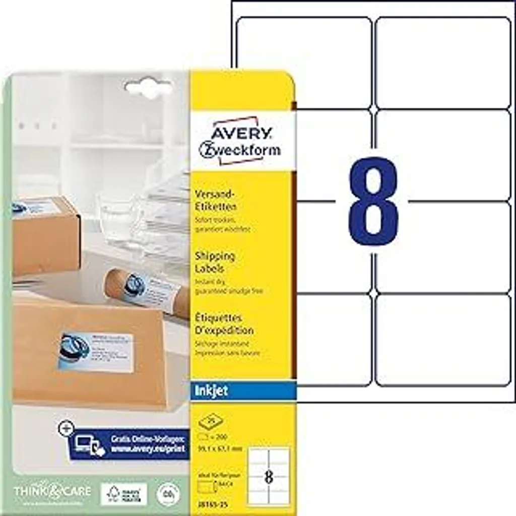 200 Etichette Bianche Avery J8165-25: Ordine e Pulizia per le tue Buste