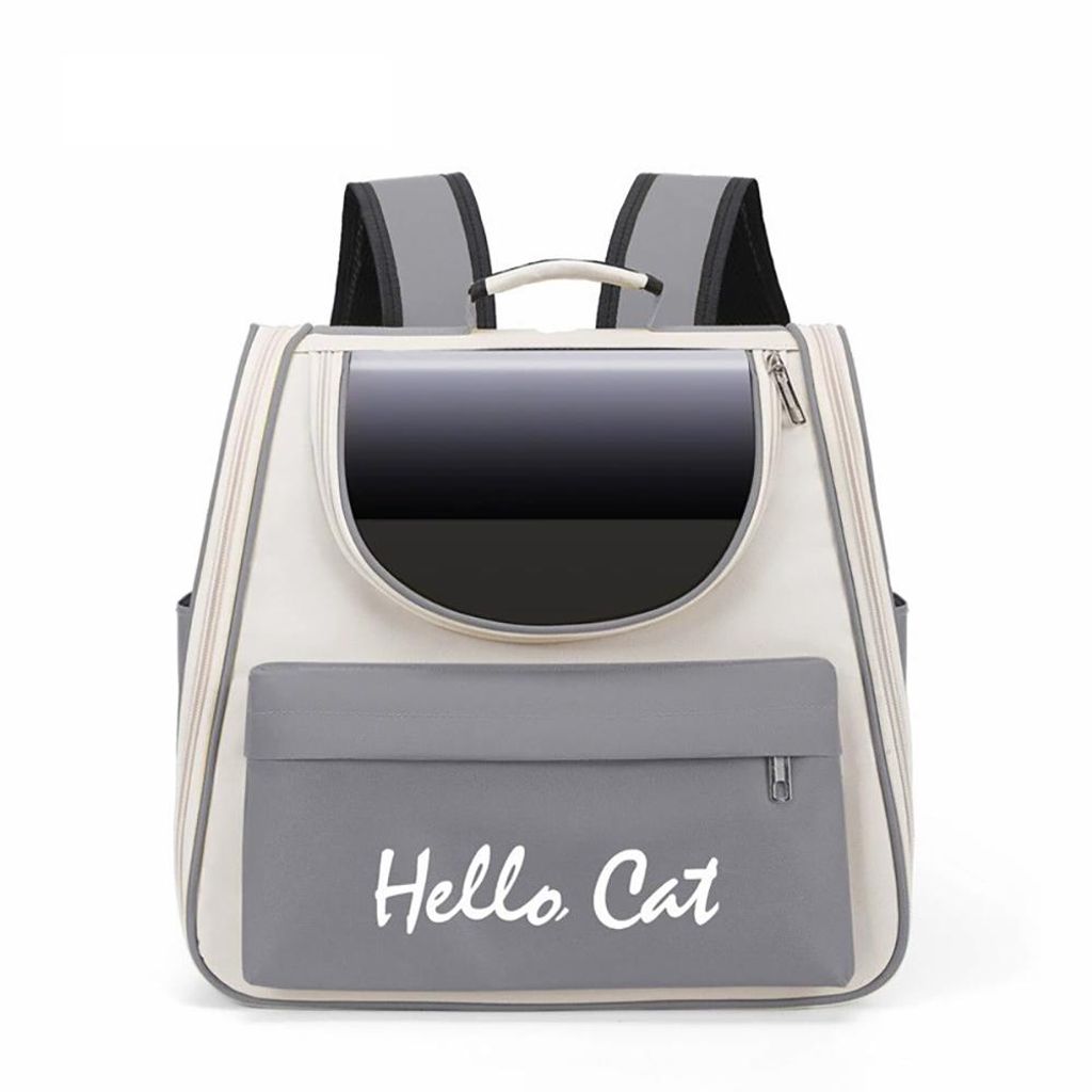 Rucksack Haustier Tasche für Katze & Kleine Hunde – Tragbare Reise-Tasche, Atmungsaktiv & Faltbar, für Reisen, Tierarztbesuche Grau L37×B25×H...