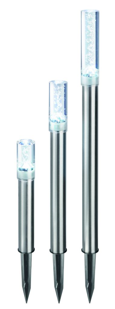 Solar LED Leuchtstäbe Trio Sticks, 3er Set, Luftblasen, Akku, Gartenstecker, Außenleuchte, Wegeleuchte, Gartenleuchte, Pfostenleuchte, kaltweiß,...