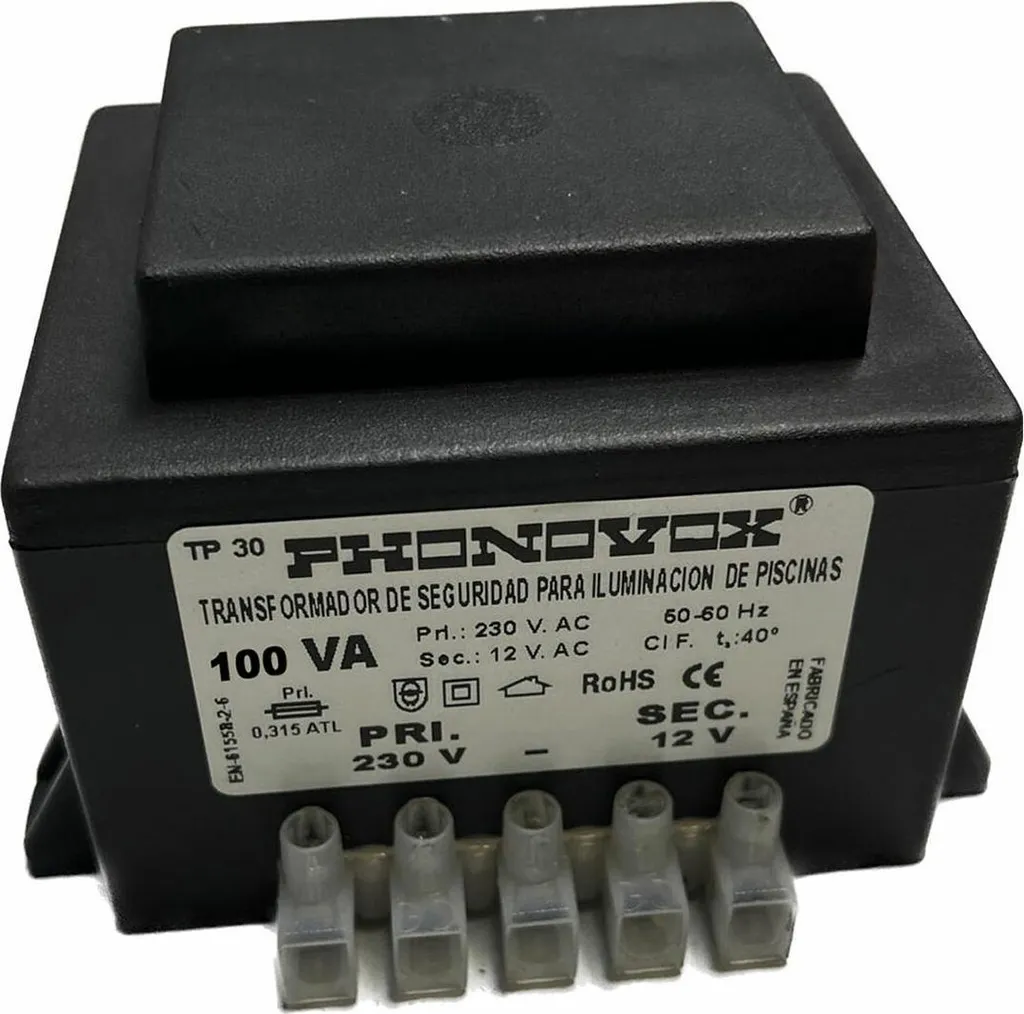 Transformateur Piscine 100VA 12V Phonovox - Sécurité Éclairage IP65