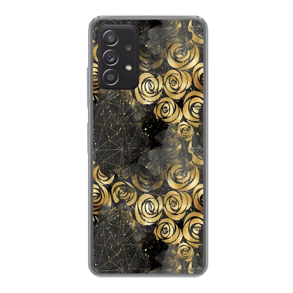 MuchoWow Handyhülle Schutzhülle Hülle für Samsung Galaxy A53 5G Marmor - Gold - Rose - Muster Silikon Softcase Handy Hülle - Schutzabdeckung