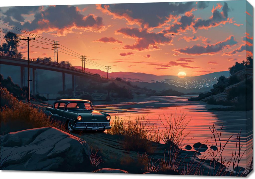 Bild 100x70cm Sonnenuntergang bei Klassik