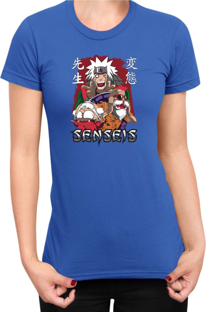 Damen T-Shirt Japan Anime Manga Anime Sensei Anime Jiraya Master Roshi, Lady L / Blau