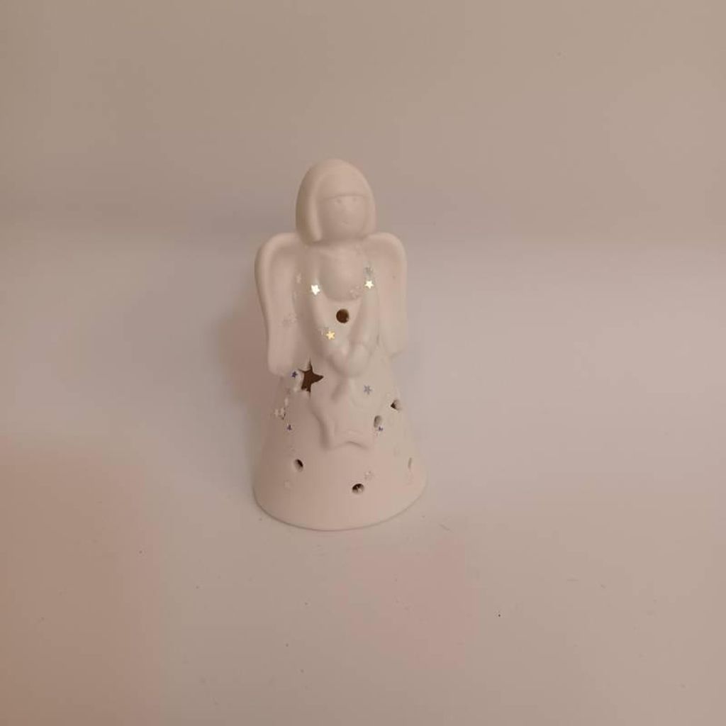 DECOLED Keramikengel, 5,5 x 5,5 x 10 cm, warmweiß, 2xLR44