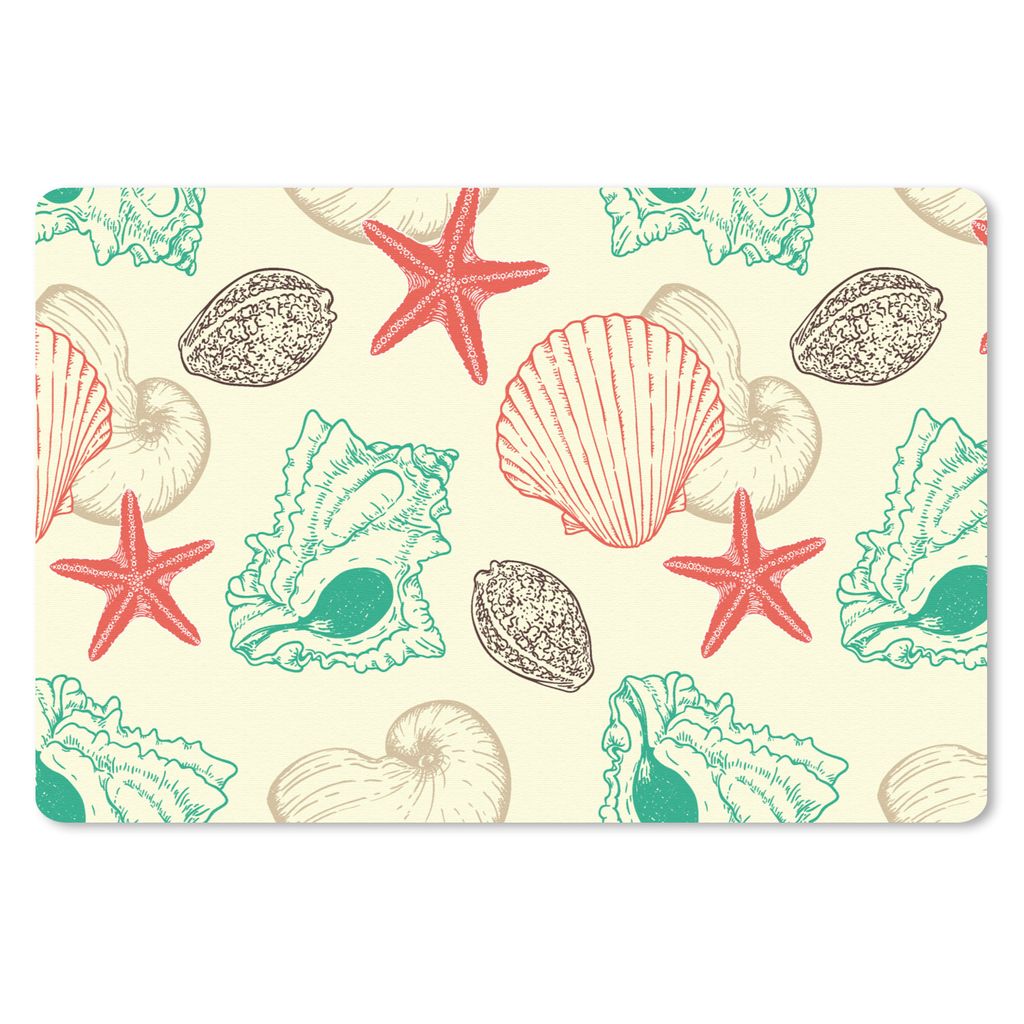 MuchoWow Mauspad Mousepad Muscheln - Seestern - Strand - Vintage - Muster 27x18 cm - Mousepads - Maus Mat - Pad - Mausunterlage - Büroartikel - ...