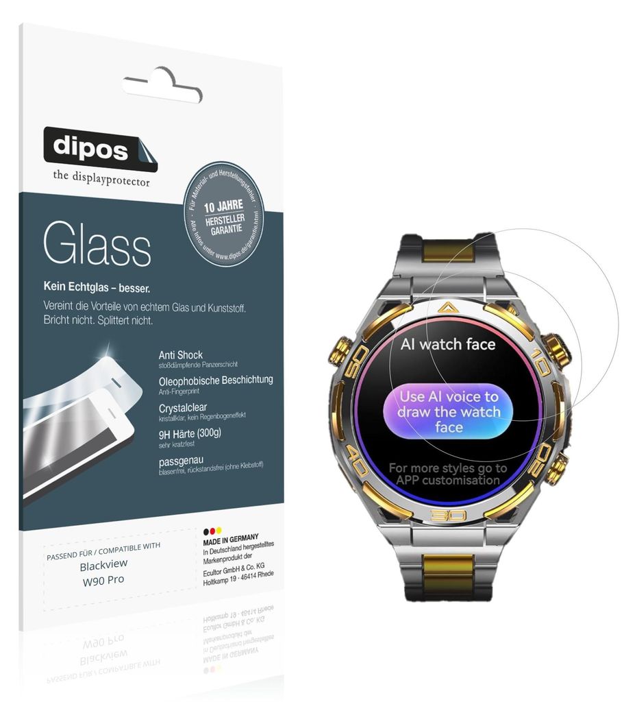 2x Schutzfolie für Blackview W90 Pro - Anti-Shock 9H Folie dipos Glass Kunststoffglas