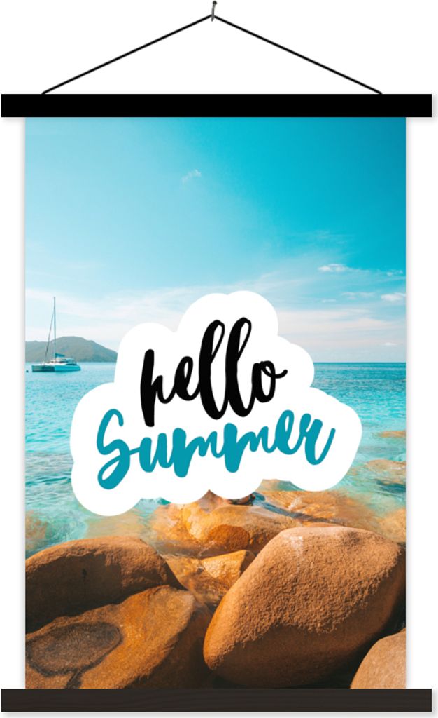 MuchoWow Textilposter Sprichwörter - Sommer - Steine 60x90 cm mit schwarzem Rahmen - Poster Wohnzimmer