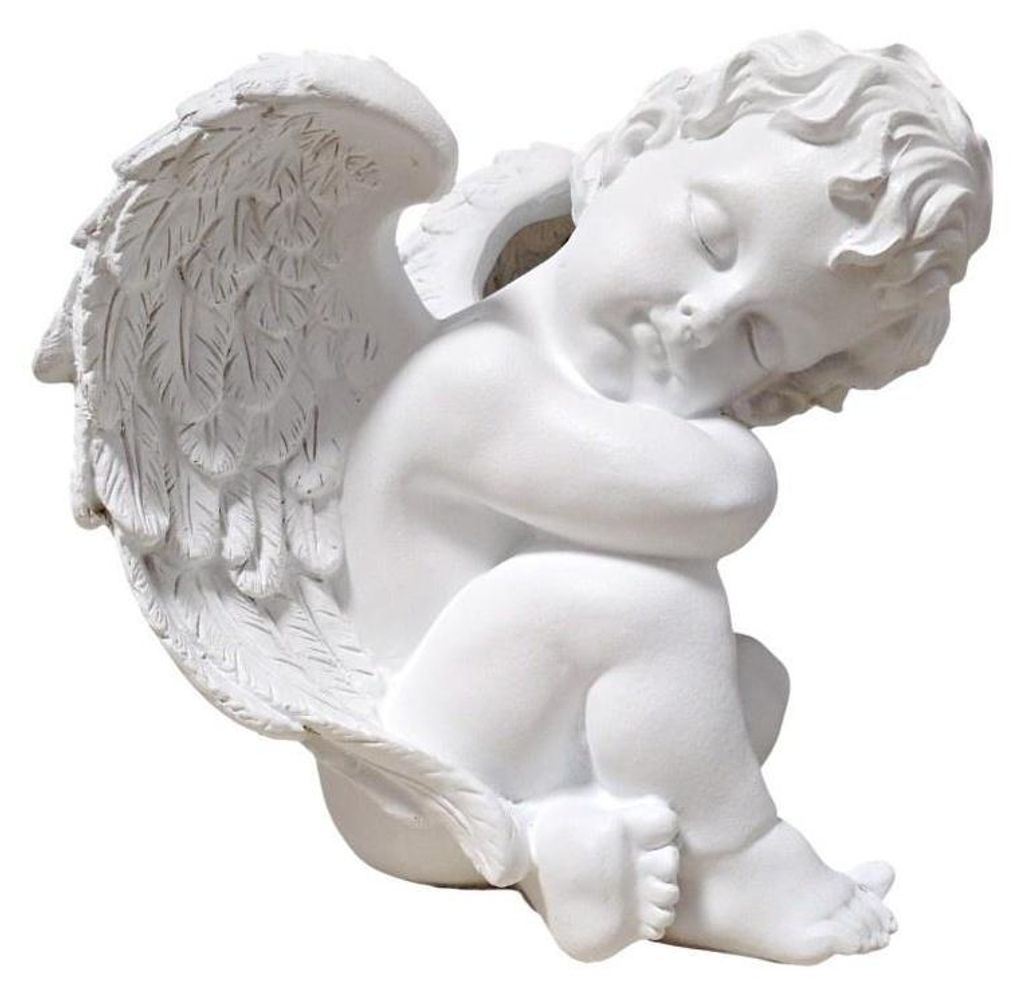 Art Sacrum Figur „Schlafender Engel“ aus Kunstharz, weiß, 22 cm