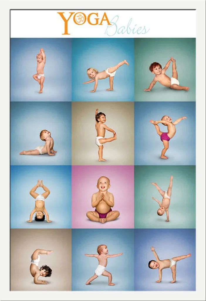 Poster Yoga Babies Griglia Cornice Shinsuke® Bianco | Arredo Zen