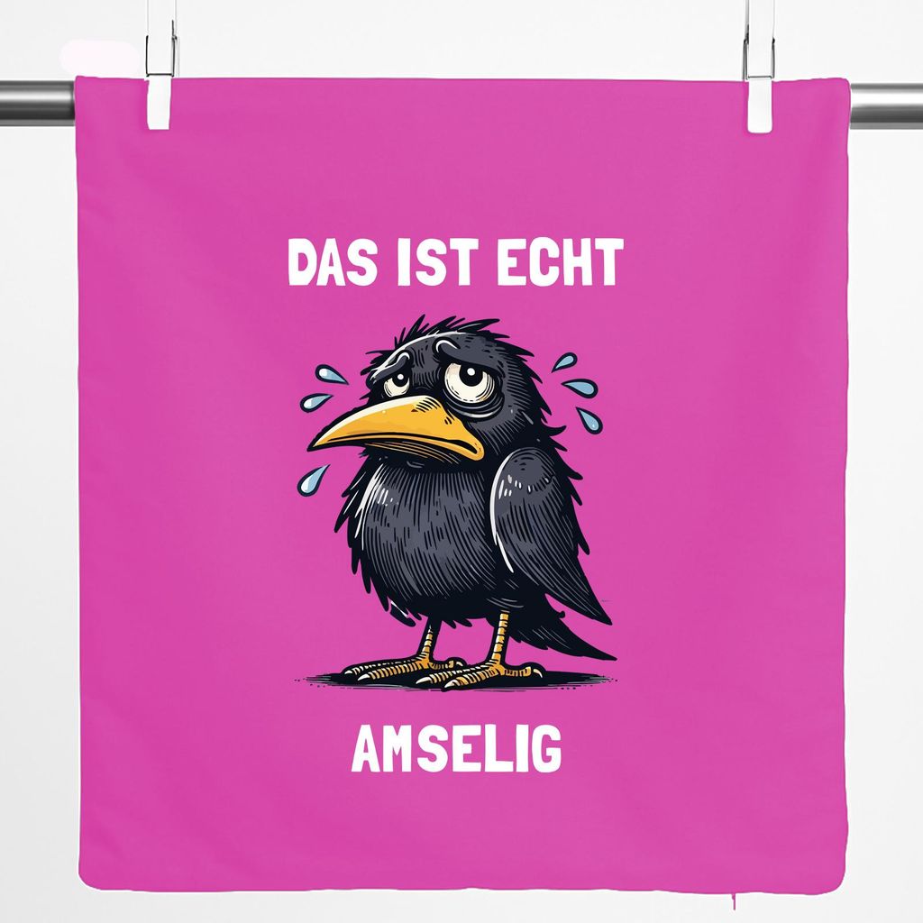 Huuraa Kissenbezug Das ist echt Amselig Amsel Meme 40x40cm Fuchsia Baumwolle Dekokissenbezug Geschenkidee