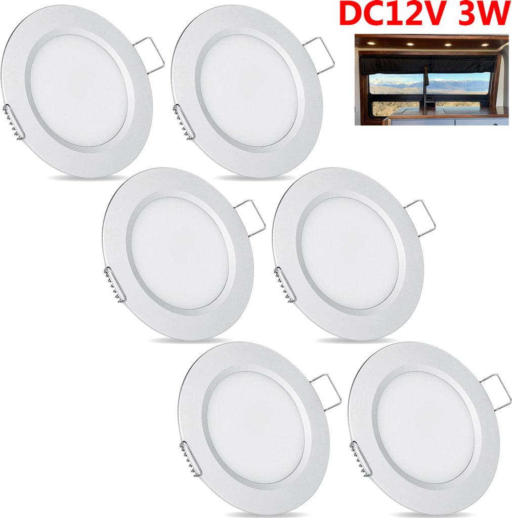 6x DC 12V LED Strahler Einbaustrahler Wohnmobil LED Spot Dimmbar, Flach LED Decken Spots,3W 15LEDs Deckenspots für RV Boot Wohnwagen Schrank,Kaltw...