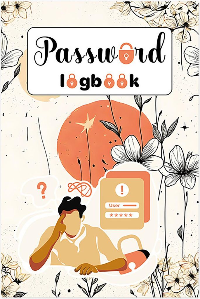 Passwortbuch, kleines Hardcover, Passwort-Logbuch für die Anmeldung zu Internet-Website-Adressen, Passwort-Organizer, Notizbuch für das Home Office