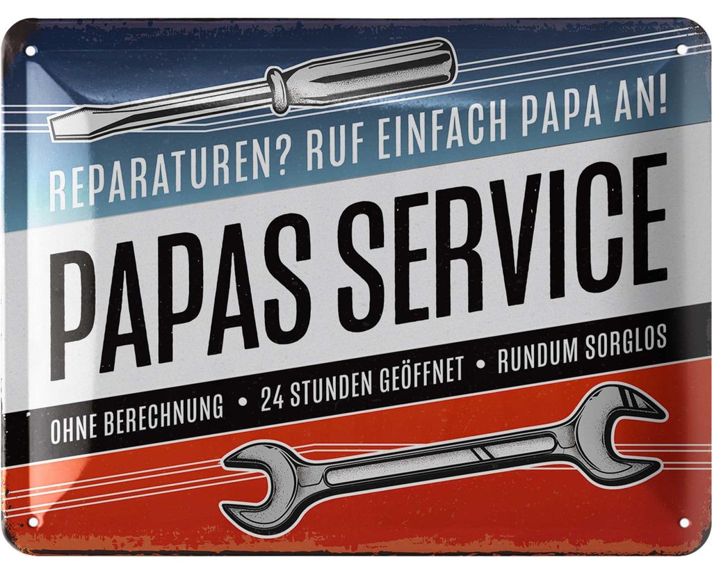 LANOLU Blechschild PAPAS SERVICE, Schild Werkstatt Papa, Produktbild 