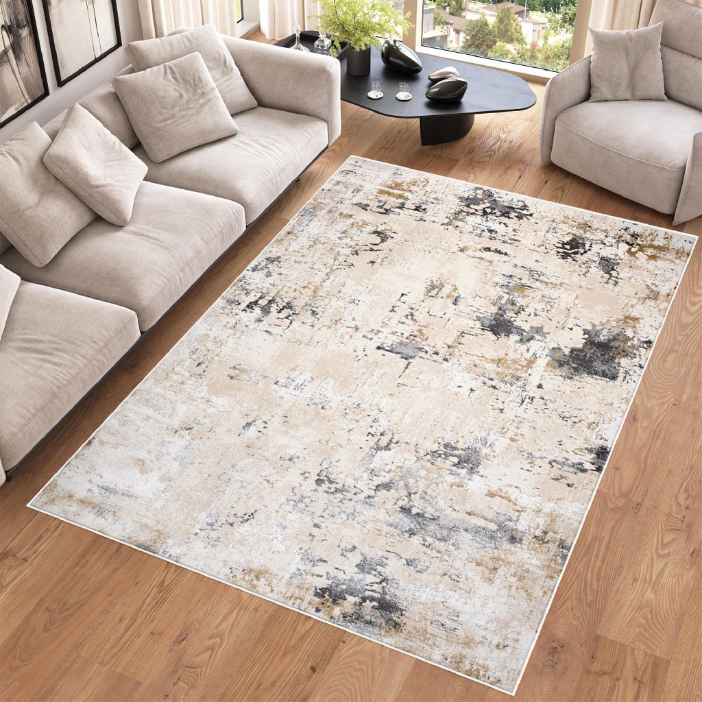Tapiso Teppich HERA Modern Creme Beige Wohnzimmer Schlafzimmer 120 x 170 cm