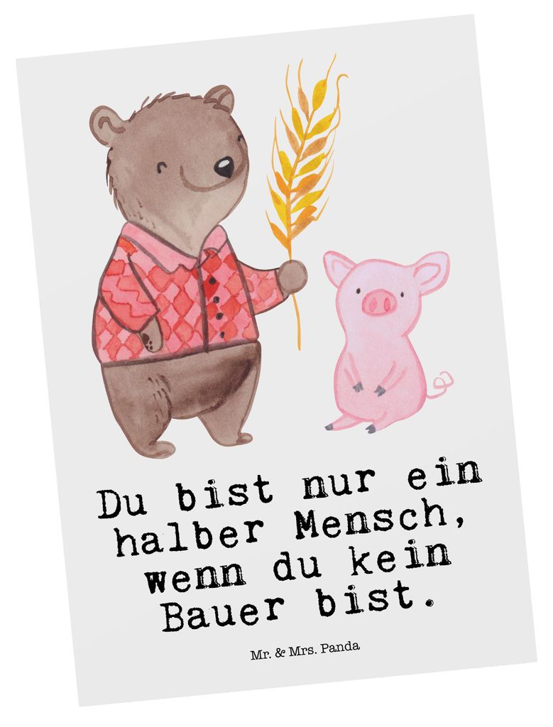 Mr. & Mrs. Panda Ansichtskarte Bauer Herz - Weiß - Geschenk, Grußkarte, Spruch, Postkarten, Lustig, bildkarte, Farmer, Bauernhof, Postkarte, Kuns...