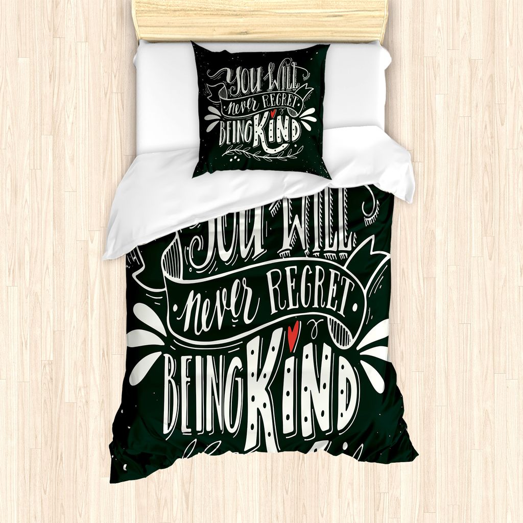 ABAKUHAUS Sprichwort Bettbezug Set für Einzelbetten, Art Inspiration Phrase, Milbensicher Allergiker geeignet mit Kissenbezug, 135 cm x 200 cm - 8...