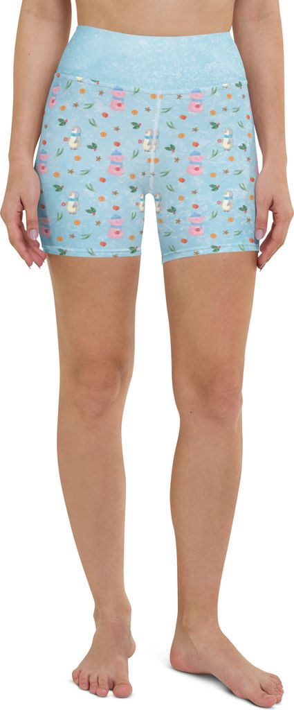 Mr. & Mrs. Panda Yoga Shorts Schwein Glühwein Größe S - Eisblau - Geschenk, Sportbekleidung, Damen, Yogabekleidung, Punsch, Weihnachtsmarkt, Adv...