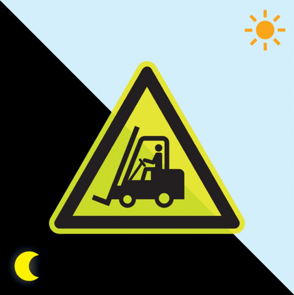 PERMALIGHT power langnachleuchtend Warnschild Warnung vor Flurförderzeugen, F...