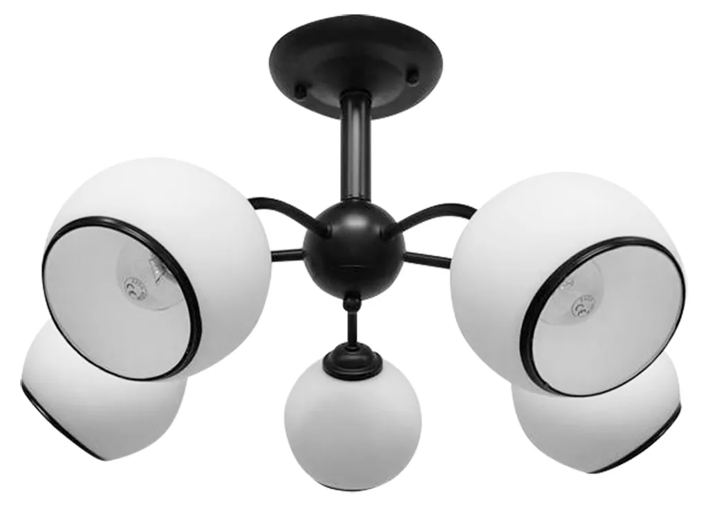 Suspension plafonnier MARINEN 5 lumières design moderne noir blanc E27
