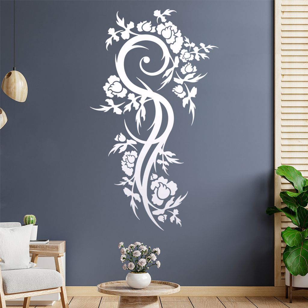 Schöne Blüten Ranke Wandtattoo in 6 Größen - Wandaufkleber Wall Sticker - Dekoration, Küche, Wohnzimmer, Schlafzimmer, Badezimmer