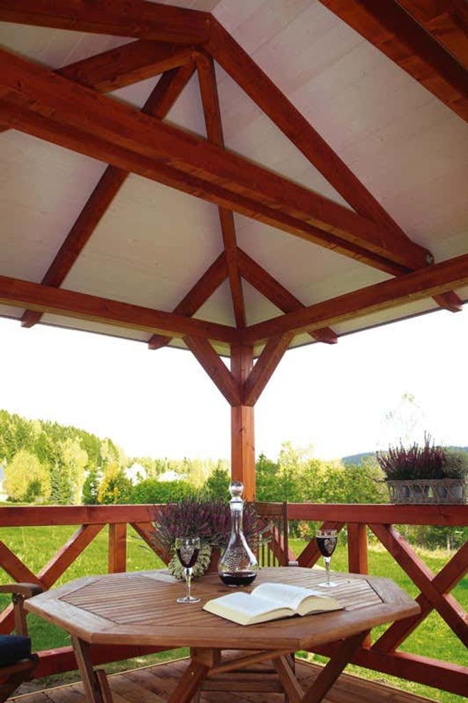 Alpholz Gartenpavillon Orleans 1 576x294 aus Holz Gartenhütte Gartenlaube