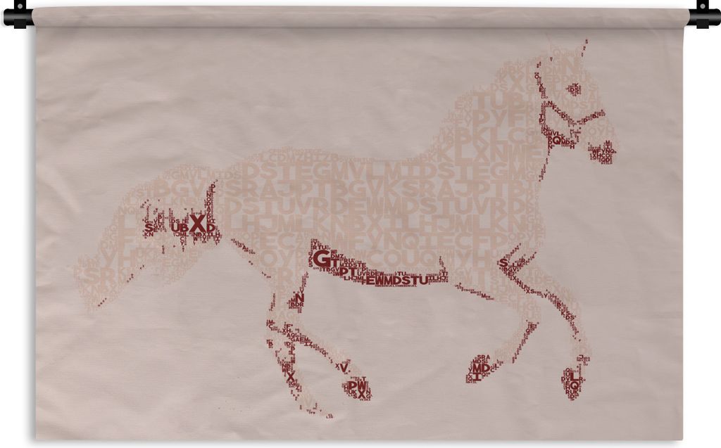 MuchoWow Wandteppich Wandbehang Pferd - Briefe - Rosa - Mädchen - Kinder - Mädchen 90x60 cm Tapisserie Dekoration Wandtuch - Wandskulpturen - B...