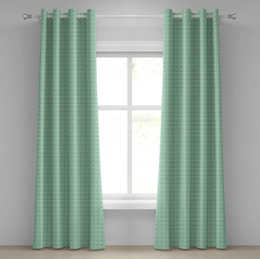 Rideau géométrique menthe aux motifs rétro demi-cercle en 280x175 cm