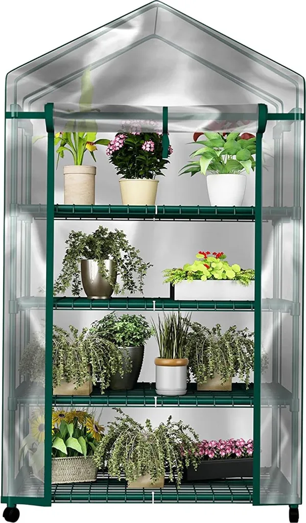 Serre Verticale de Balcon 4 Étagères pour Plantes Aromatiques et Fleurs