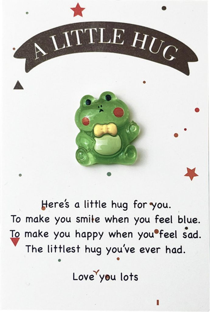 Pocket Hug Cartoon-Dinosaurier-Dekoration mit Grußkarte, „A Little Hug“, grüner Frosch, Harz-Ornament, Geschenk für Freunde und Familie zum ...