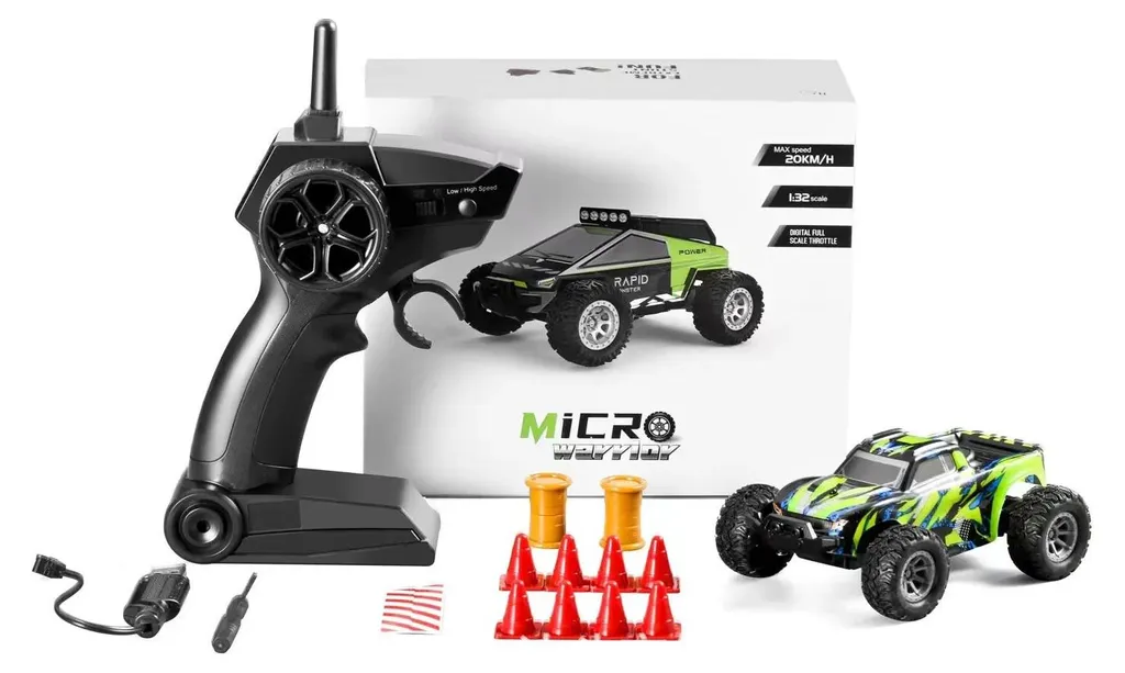 Mini Voiture RC S638 Vert 1:32 Tout-terrain 20 km/h Télécommande 2,4 GHz