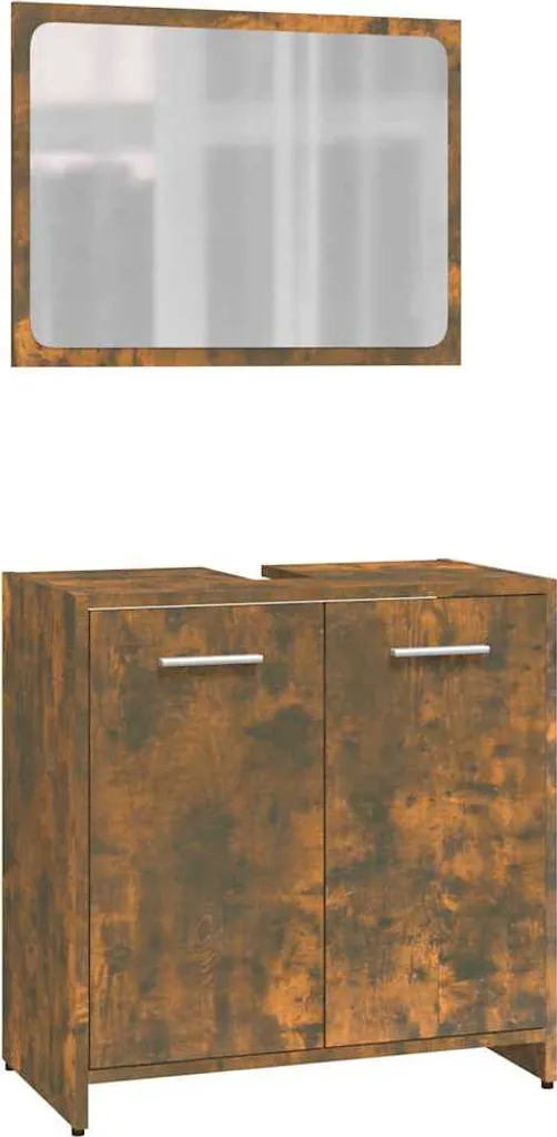 Meuble de salle de bain complet chêne fumé design bois composite chic