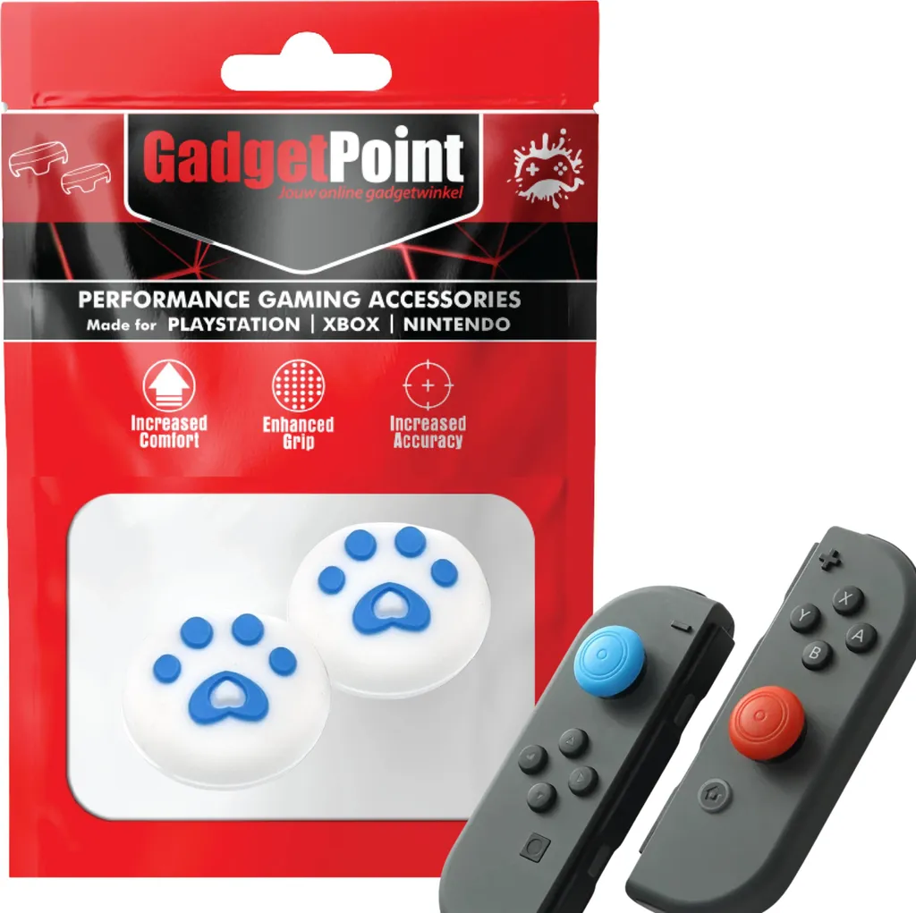 Impugnature per i pollici - Impugnature per i pollici per i controller Joy-Con di Nintendo Switch - Impugnature per i pollici da gioco - Impugnature per le prestazioni - Cappucci antiscivolo per joystick - Accessori di protezione - Gambe - Bianco con blu - - 1