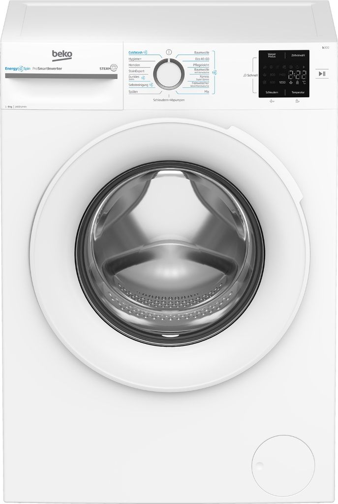 Beko b300 BM3WFU39413W, Frontlader, 9 kg, B, 75 dB, 1400 Produktbild 