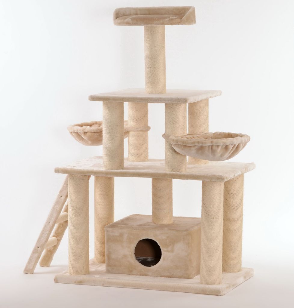 animal-design XXL Katzen-Kratzbaum HULK für große schwere Katzen stabil massiv, Farbe:beige