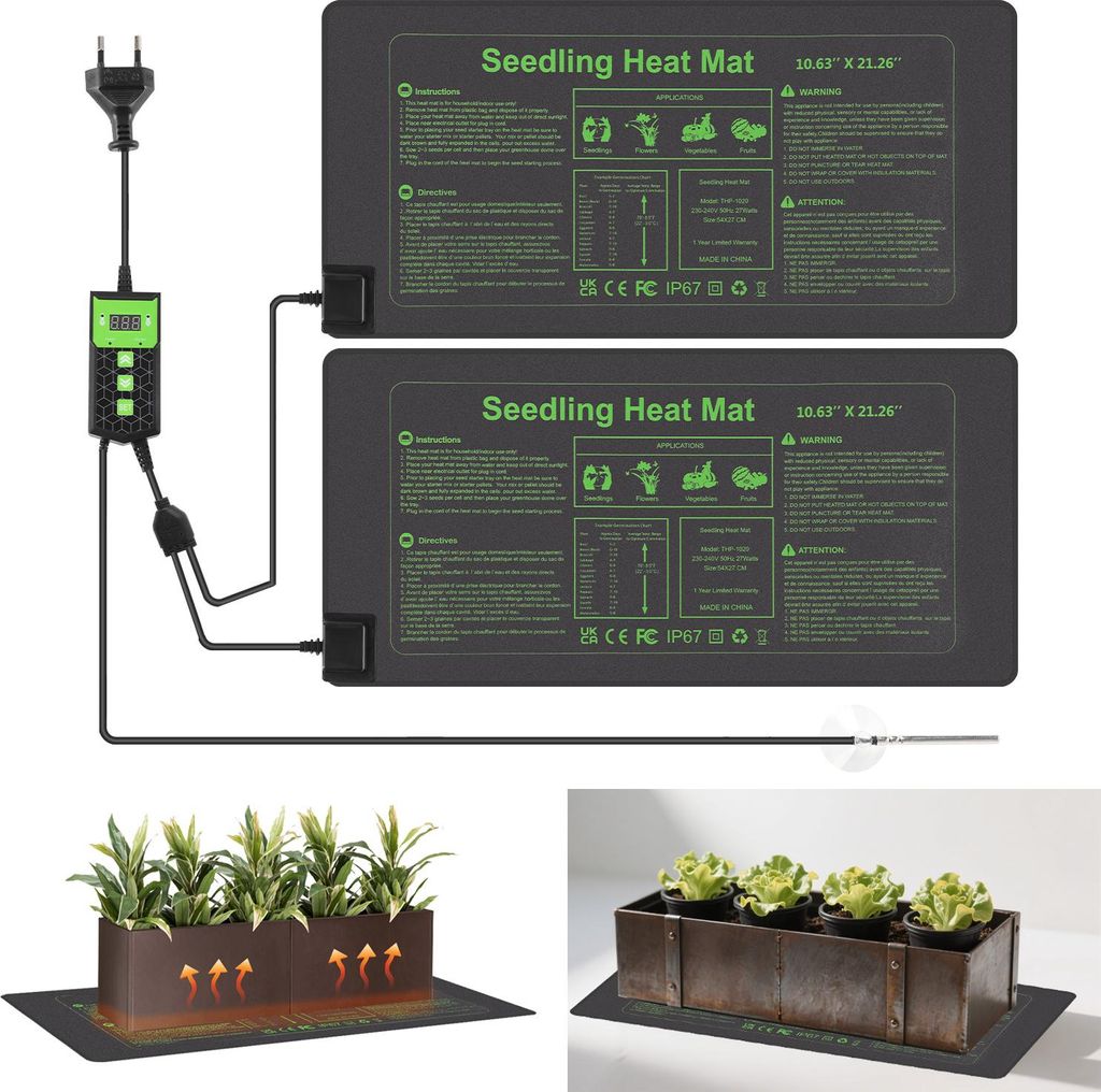 Ikodm, lot de 2 tapis chauffants pour plantes, 55W, avec Image du produit 