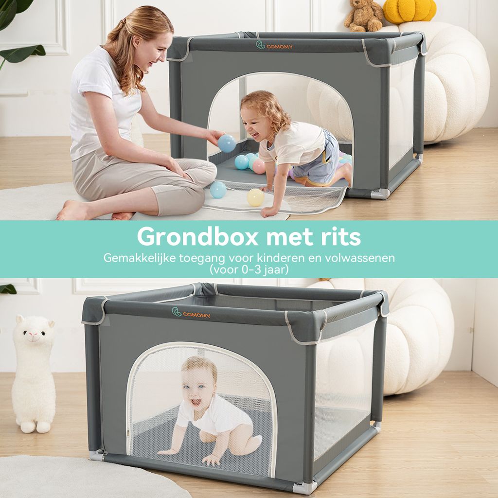 Laufstall Baby, Comomy  Laufgitter Baby Faltbar Für Drinnen Produktbild 3