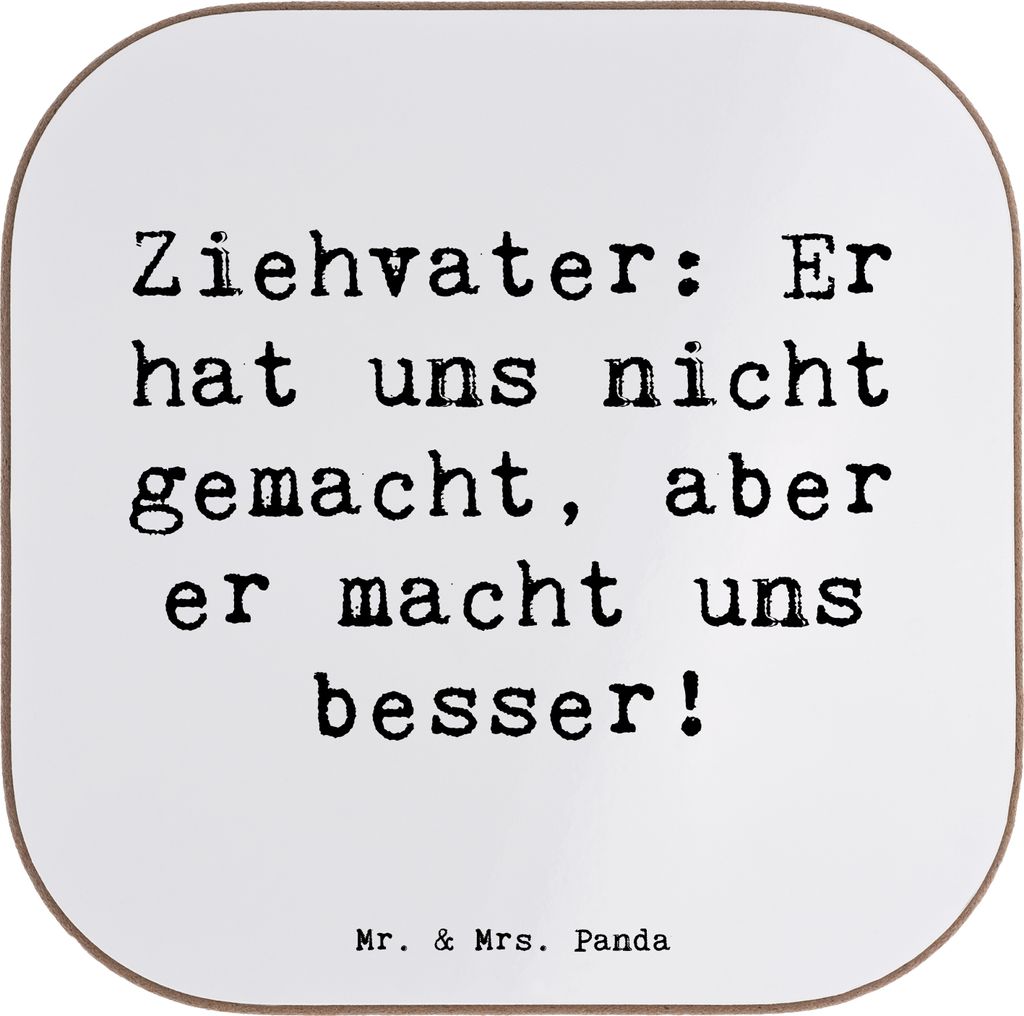 Mr. & Mrs. Panda Personalisierter Bierdeckel Ziehvater Liebe - Weiß - Geschenk, einzigartige Designs, Personalisierte Glasuntersetzer, Familienleb...