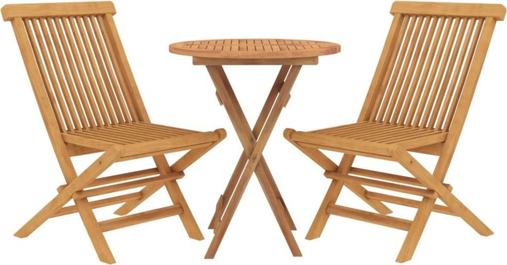 vidaXL 3-tlg. Garten-Essgruppe Massivholz Teak