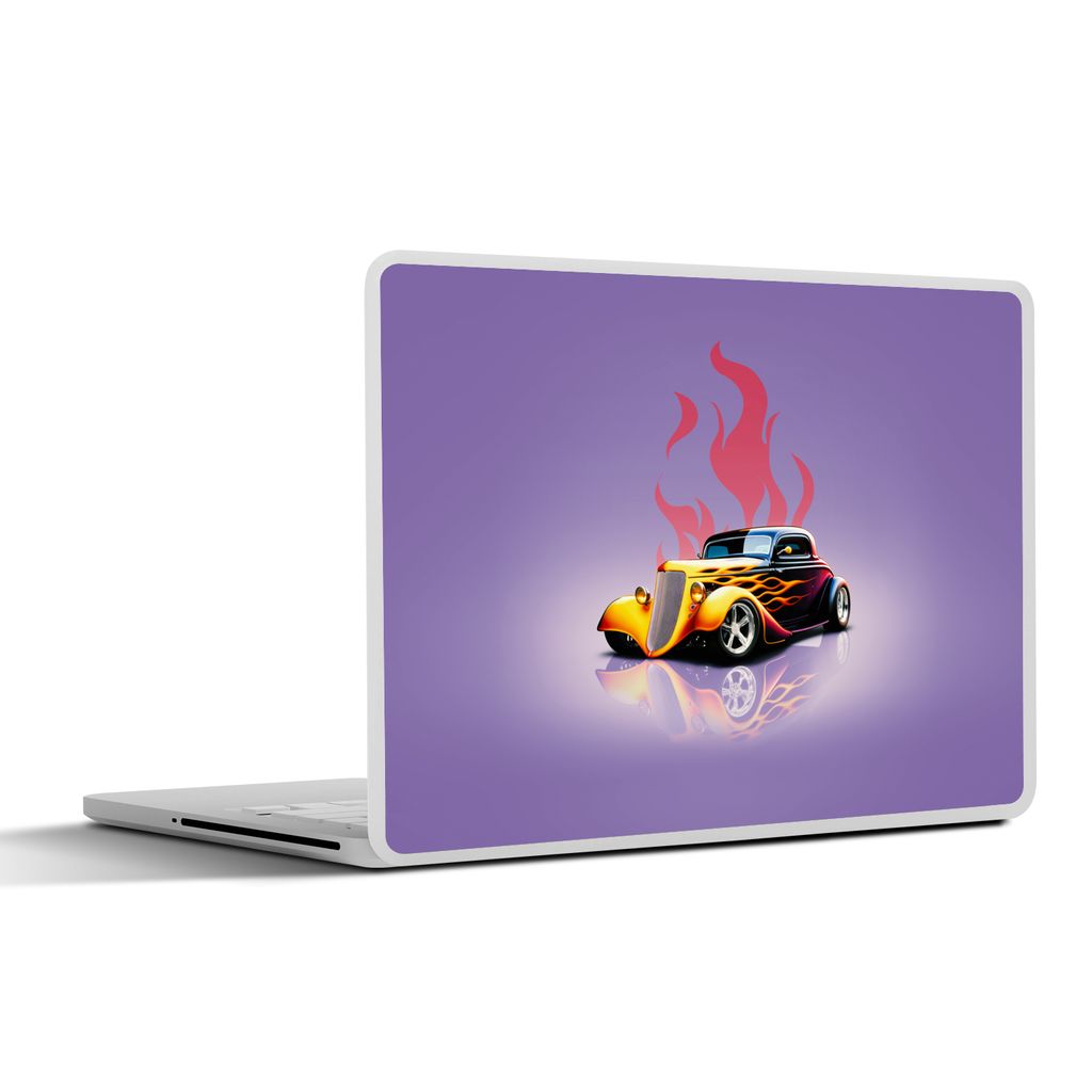 MuchoWow Laptop Aufkleber Sticker Cover Auto - Lila - Flammen - Vintage 31x22.5 cm - Laptop-Deko