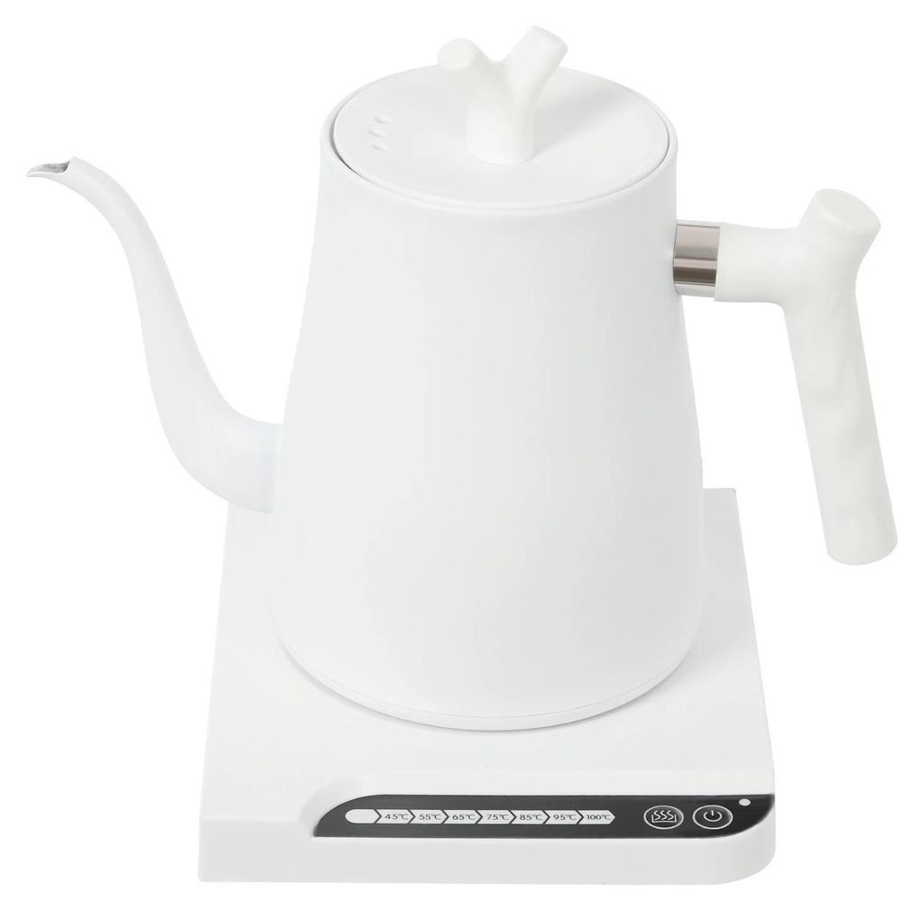 Elektrischer Wasserkocher - Schwanenhals - Temperaturregelung - 1000 W - 220 V - Edelstahl 304 - Weiß
